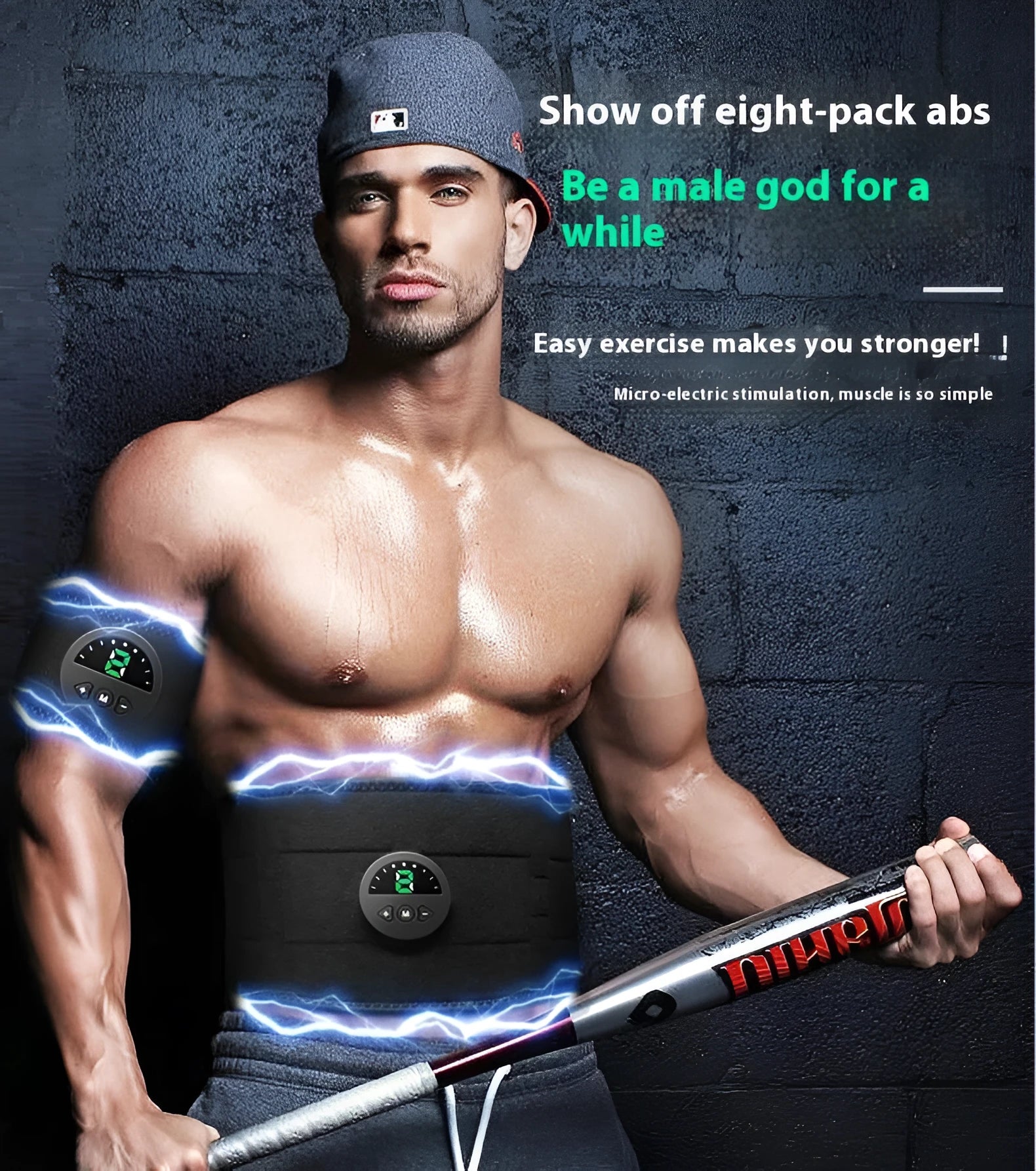 Display screen fitness belt for waist and abdomen fat reduction with 120cm adjustable length