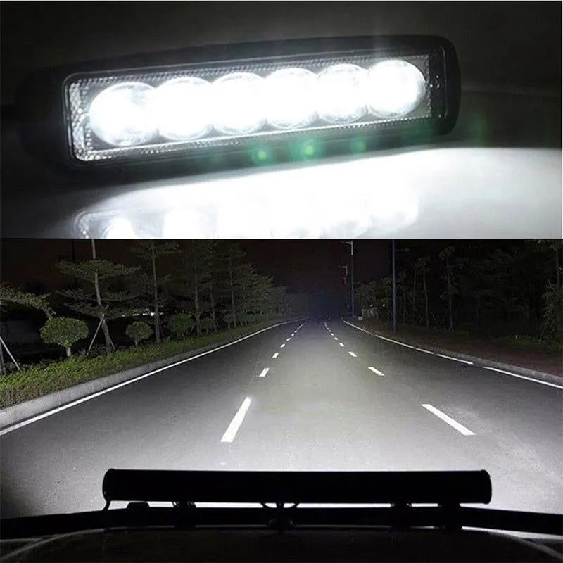 Black die-cast aluminium car auxiliary light with six LED chips and bracket mount