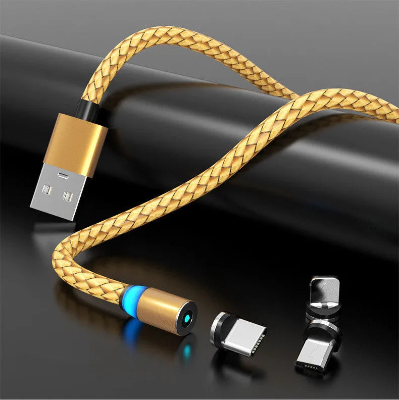 Magnetic phone charging cable with breathing light in various colour options