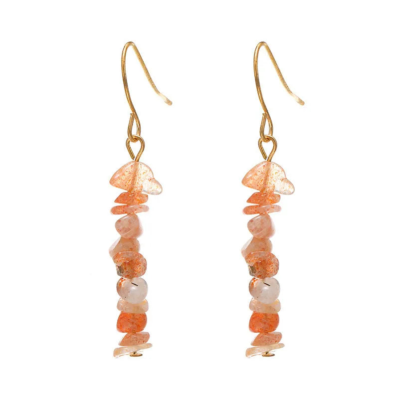 Natural crystal stone women's earrings, teardrop shape, natural stone inlay, six colour options, women's jewellery