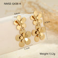 Gold flower butterfly stainless steel earrings with geometric zodiac designs for women
