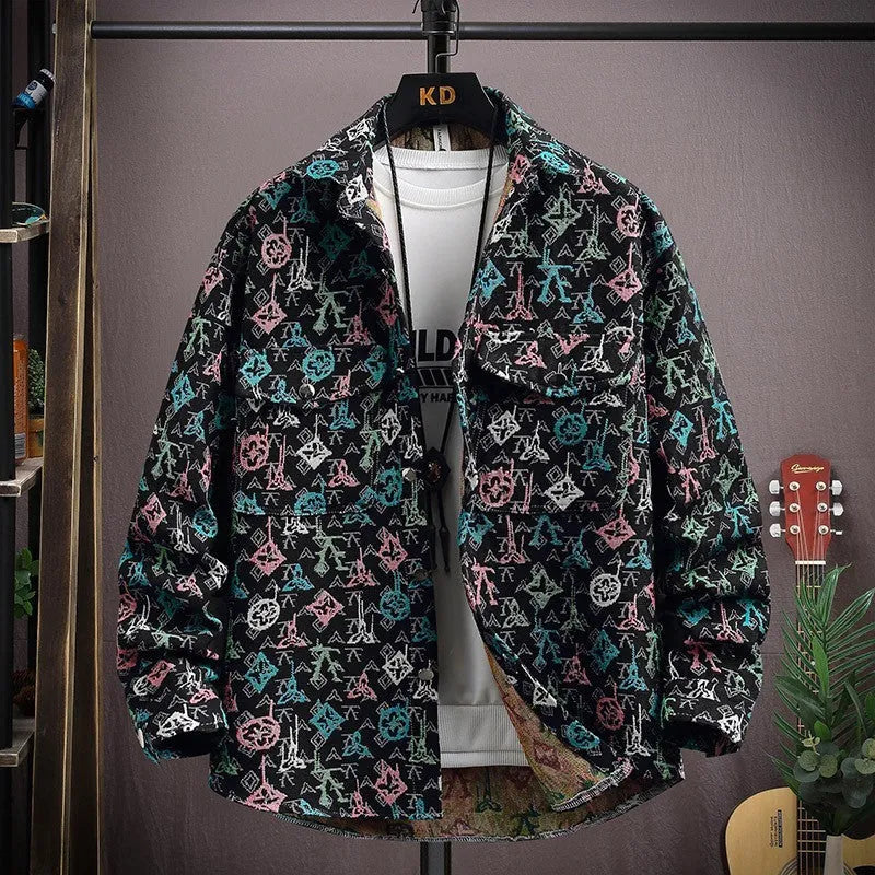 Casual lapel shirt coat in polyester available in blue, black, apricot and red.