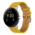 Google Pixel watch microfiber PU leather contrast colour replacement strap in Amber, black and silver head grain options