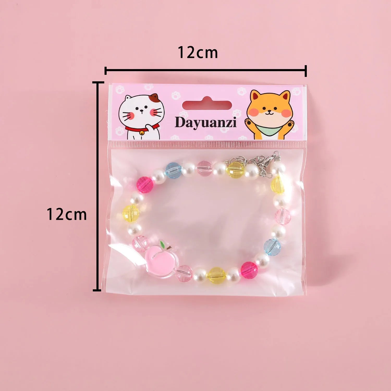 Colourful plastic pearl pet necklace with flower beads for cats and small dogs