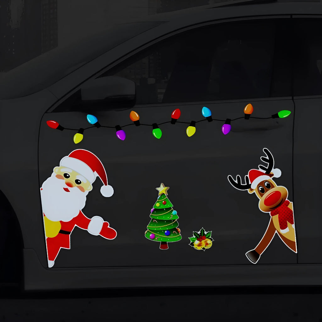 Medium Christmas elk reflective magnetic car decoration sticker with cartoon design