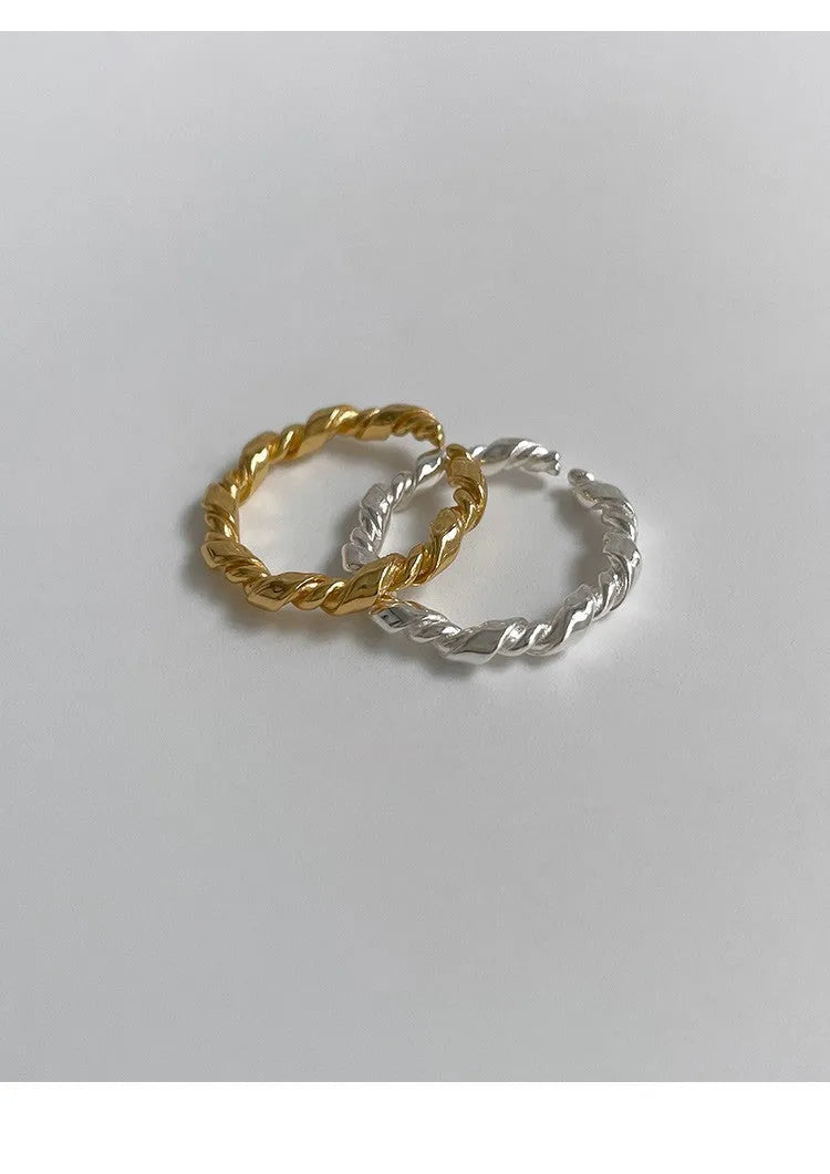 Twist cord braiding ring for women, silver-plated bow shape with cow pattern, adjustable opening