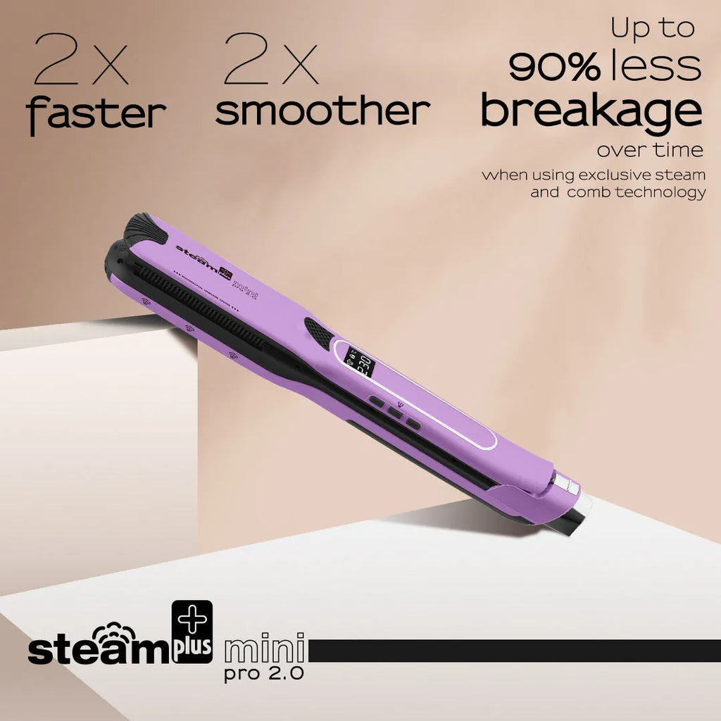 Mini steam splint spray hair straightener in champagne colour with European plug