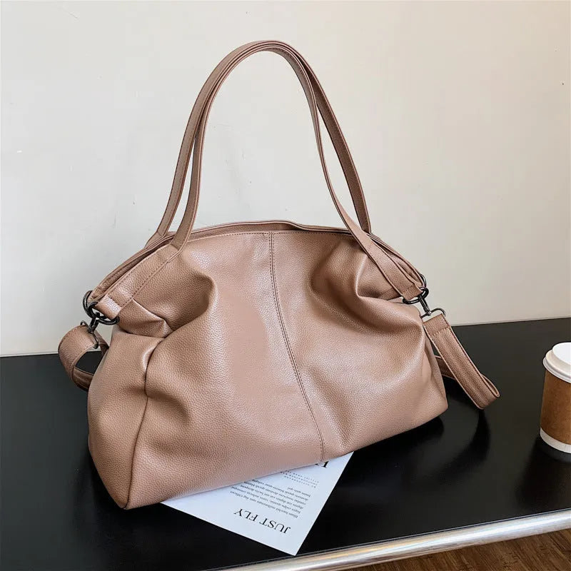 Large soft surface messenger tote bag with shoulder strap in four colour options