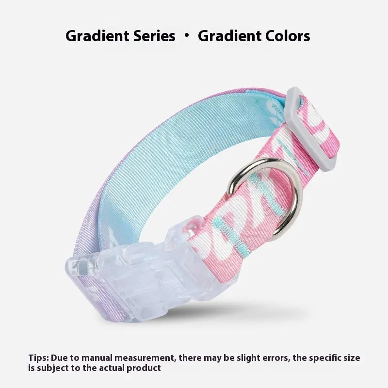 Adjustable nylon dog collar with cartoon gradient printing in Panda Green colour option