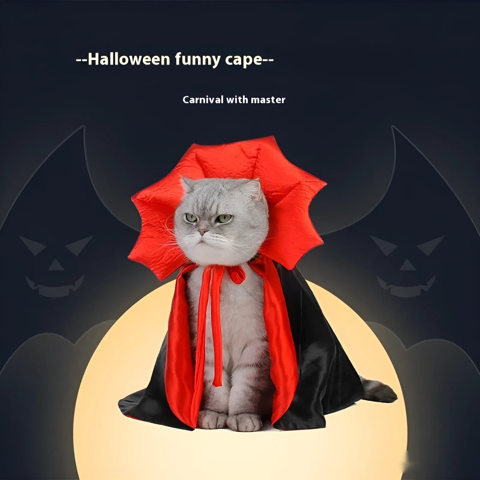 Black and red polyester Halloween costume outfit for pet cat or dog with European American fancy dress styling