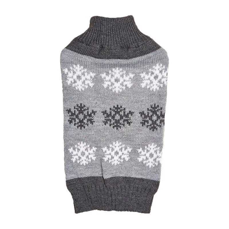 Grey and dark brown acrylic dog Christmas sweater pet clothing size range XXS to XL