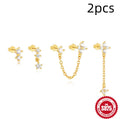 S925 sterling silver clover petal earrings with electroplated gold finish geometric design