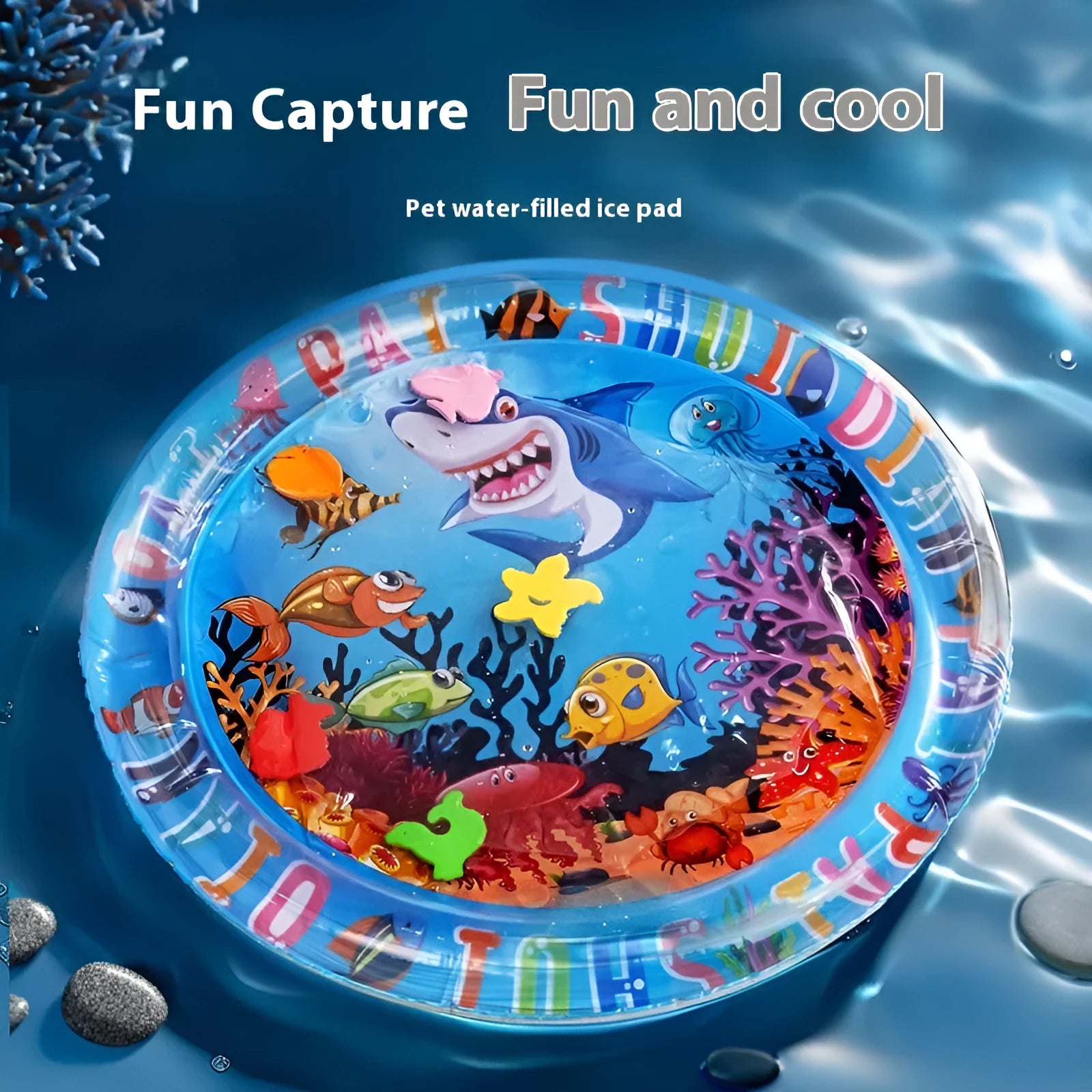 PVC inflatable water cushion cooling bed for cats in summer with dolphin design