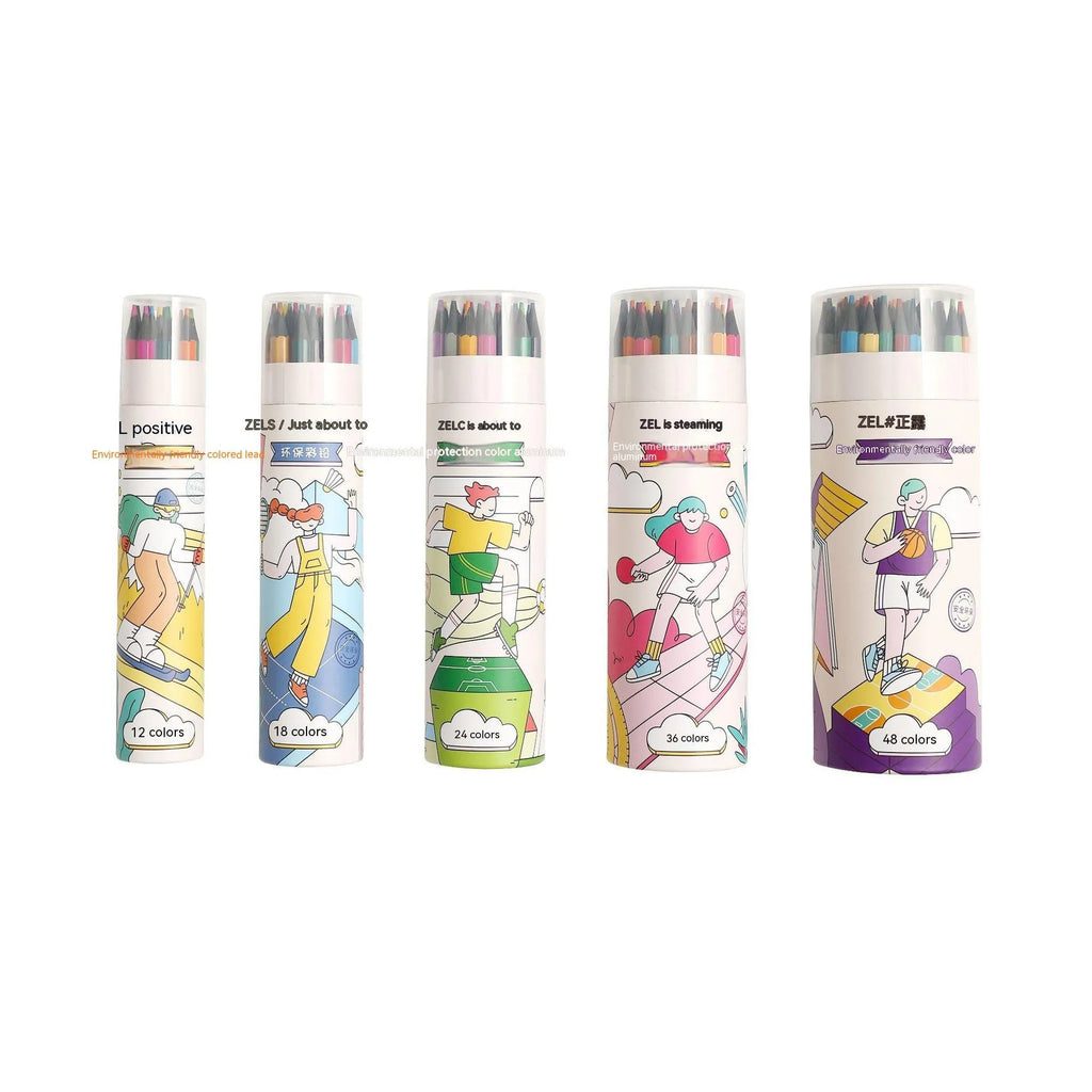 Zhenglin Sports Series colour pencils with paper barrel in multiple colour set configurations