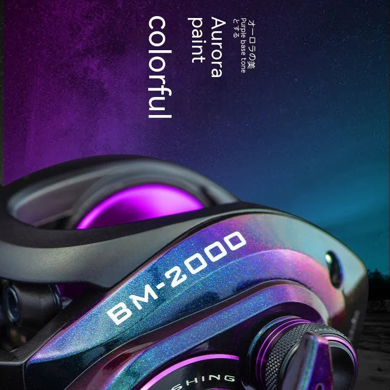 BM2000 water drop fishing reel with colourful finish and magnetic brake system