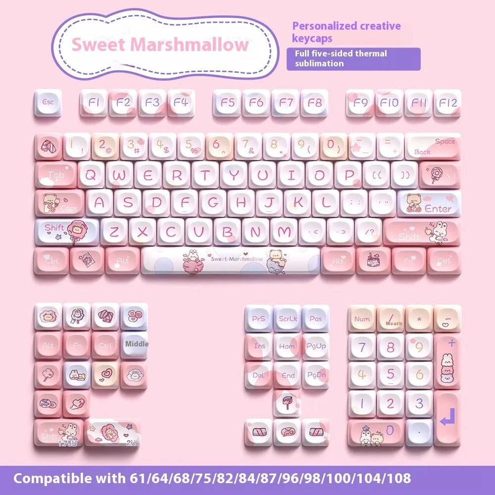 Sweet cotton candy colour mechanical keyboard key cap set showing 112-key and 120-key options