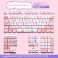 Sweet cotton candy colour mechanical keyboard key cap set showing 112-key and 120-key options