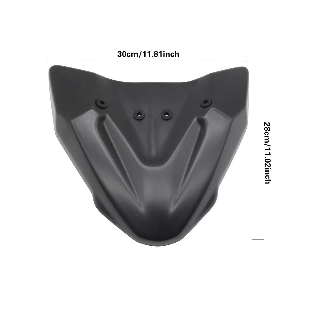 Black fixed wind front wing accessory for KTM Adventure motorcycles on packaging measuring 34.5x25x7.5 cm