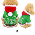Brown Christmas pet Santa costume made from cotton-style cloth with four-leg design, available in sizes XS to 7XL