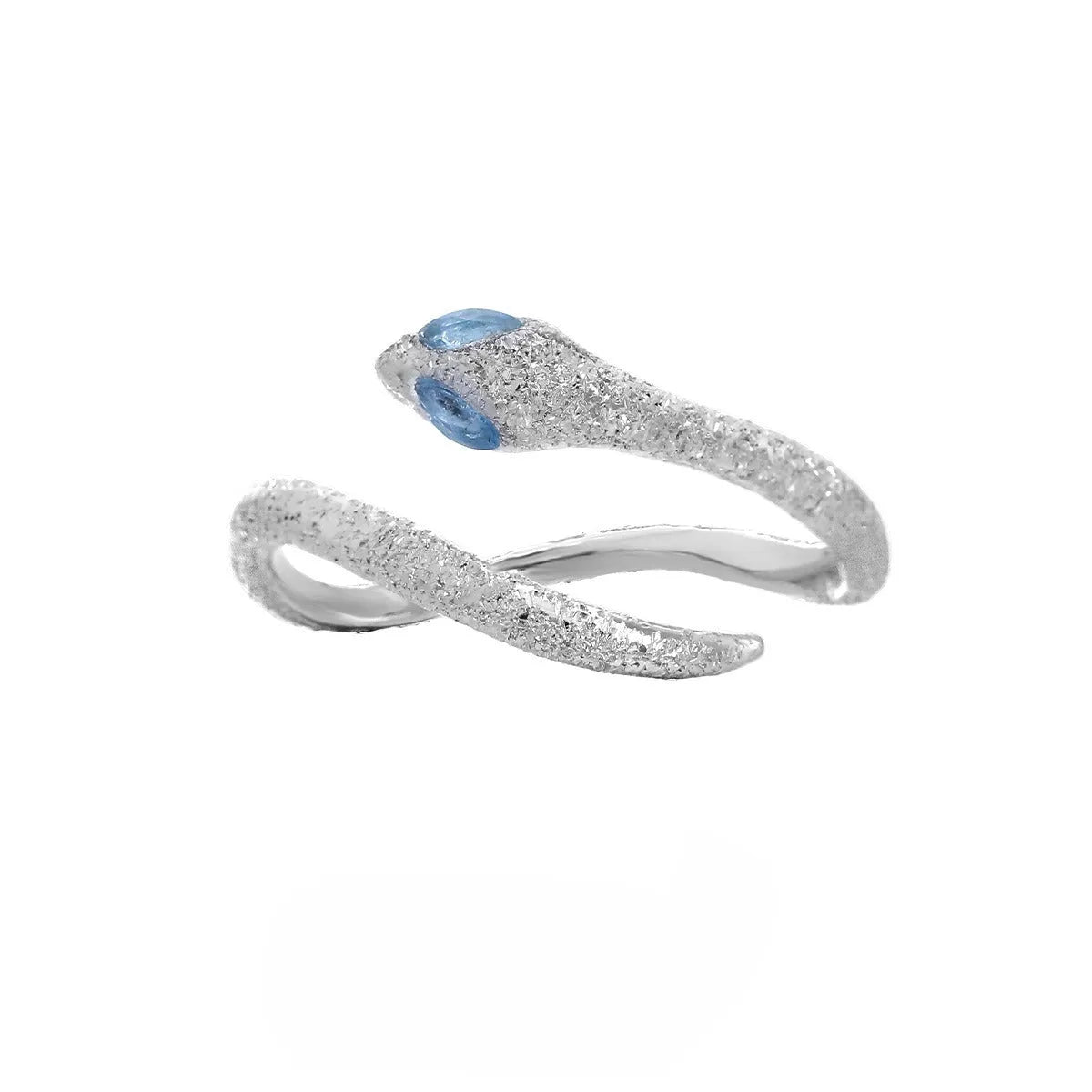 Adjustable snake ring in white gold colour with electroplated silver construction