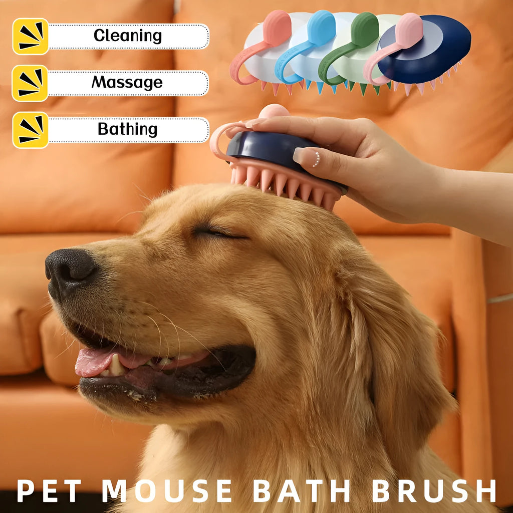 Silicone pet hair remover comb with ABS handle in choice of colours for dog grooming