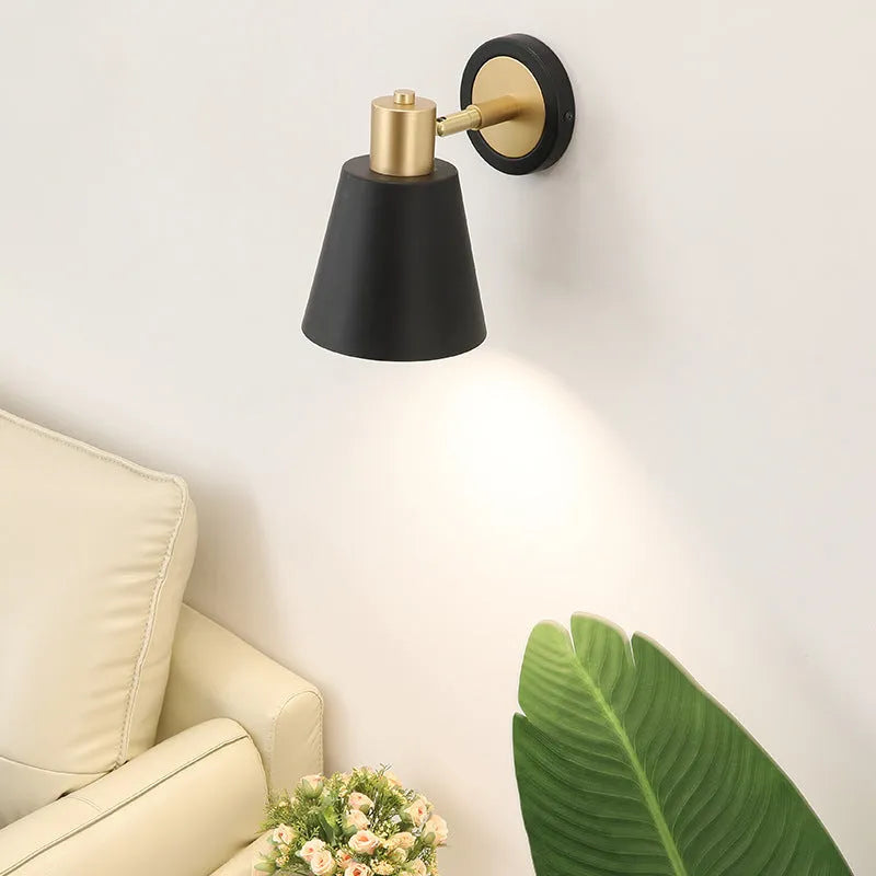 Iron Nordic wall lamp in one of four style variations for bedroom or living room