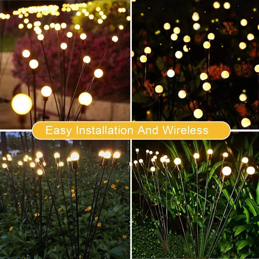 Solar-powered garden ground light with multiple LED heads and automatic dusk-to-dawn operation