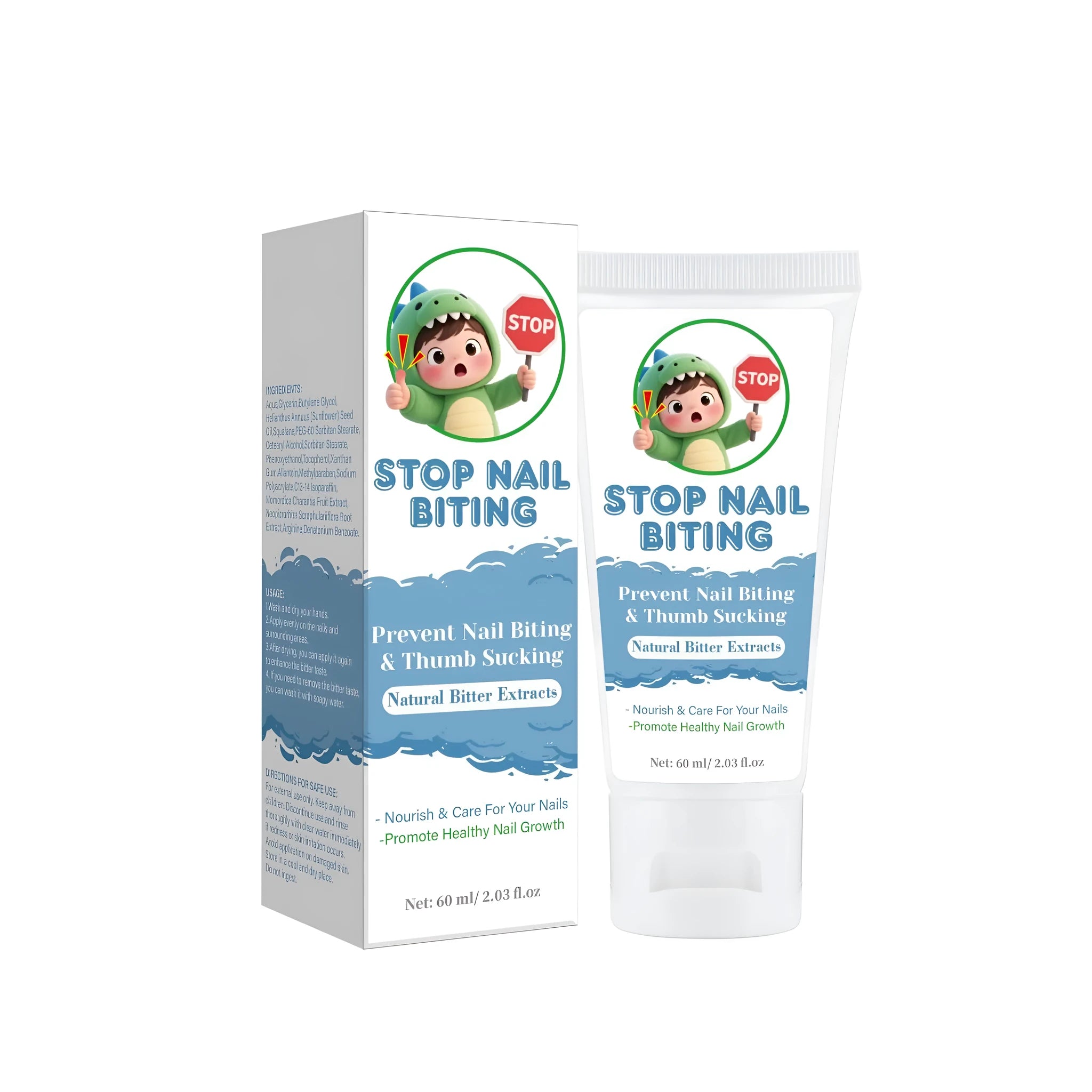60ml anti-bite nail cream bottle in neutral packaging for nail biting relief