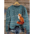 Little Flower digital printed round neck long sleeve sweater on a hanger