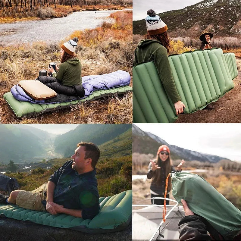 Camping sleeping mat inflatable 40D nylon TPU single 195x70x10cm outdoor portable