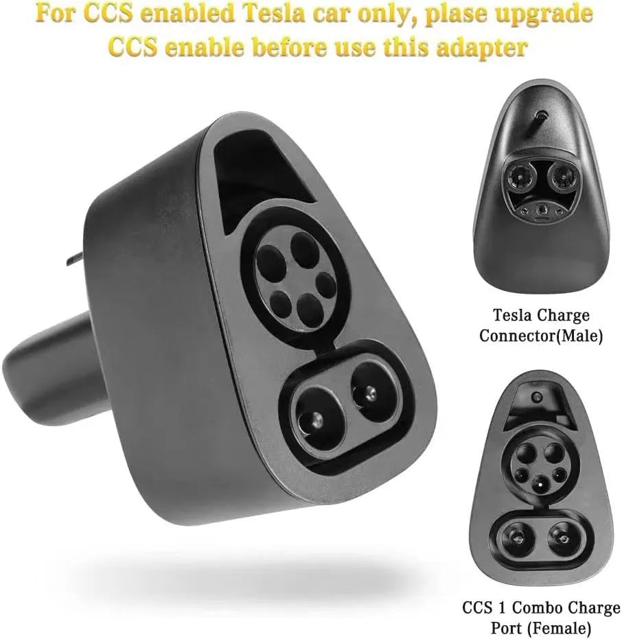 Black Tesla to American Standard charging plug conversion adapter for electric vehicles