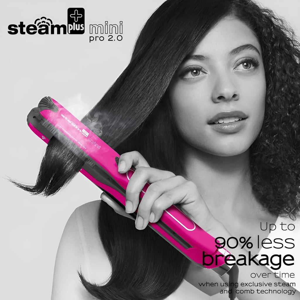 Mini steam splint spray hair straightener in champagne colour with European plug