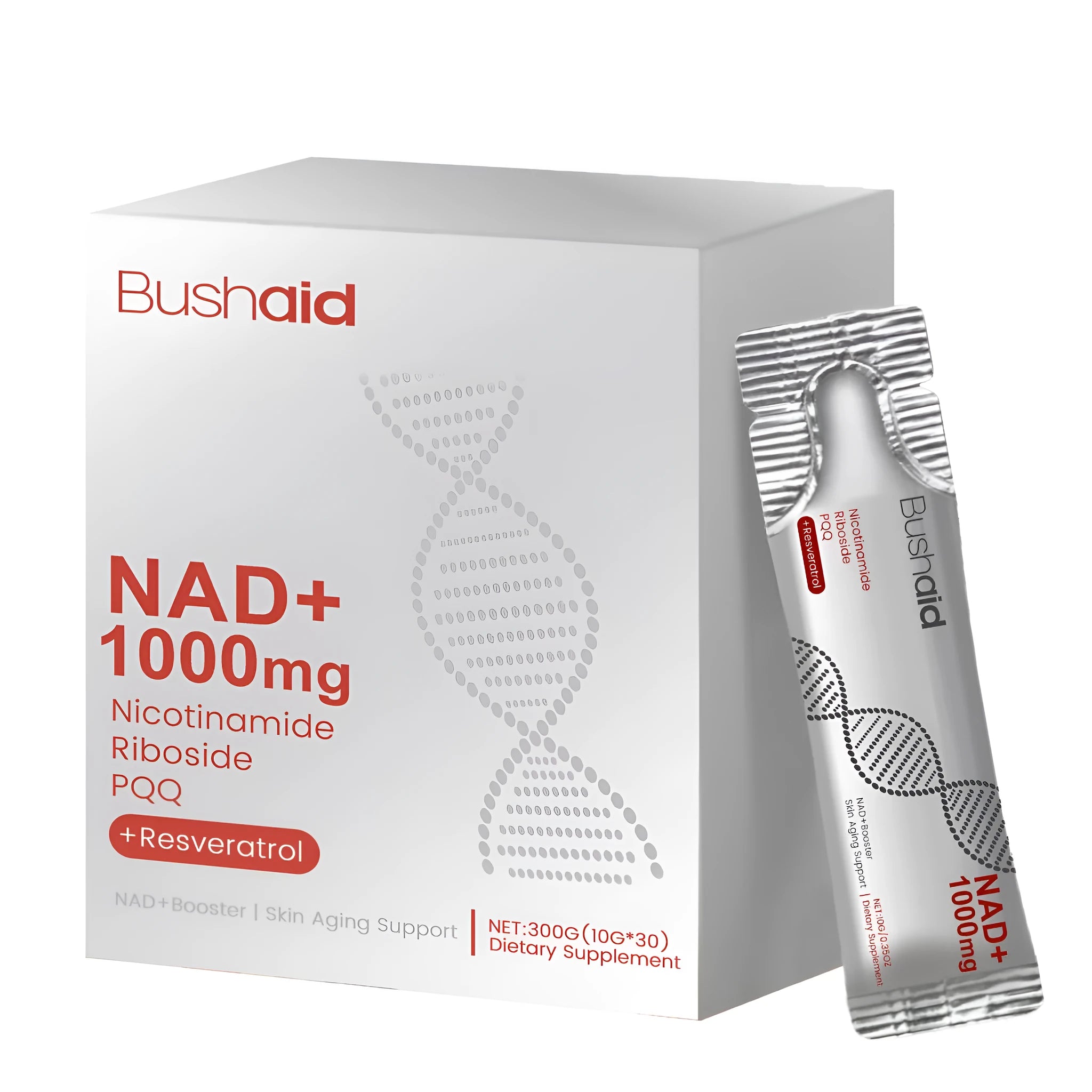 Two-piece bottle set of a liquid anti-aging dietary supplement drink, total 300g.