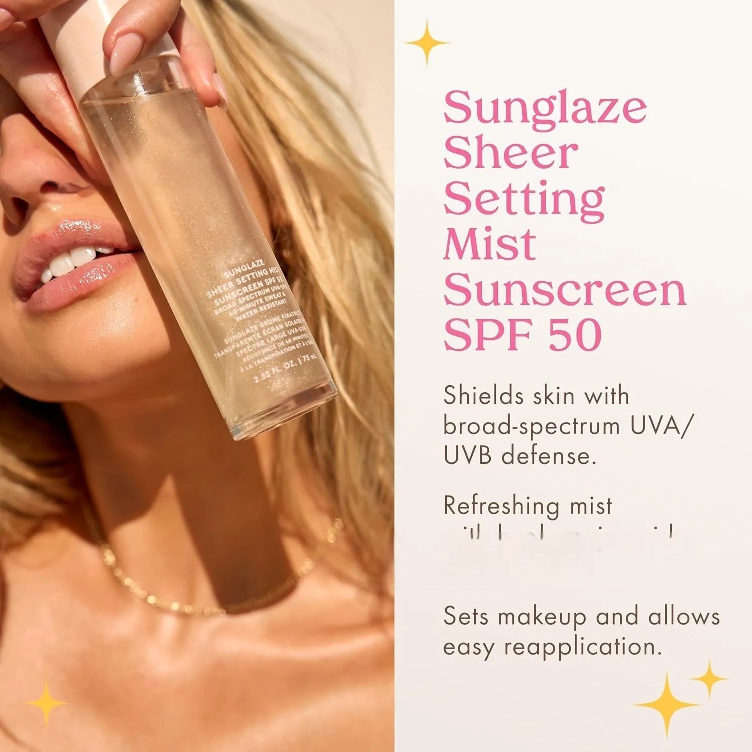 75ml makeup setting spray bottle with moisturising protective formula