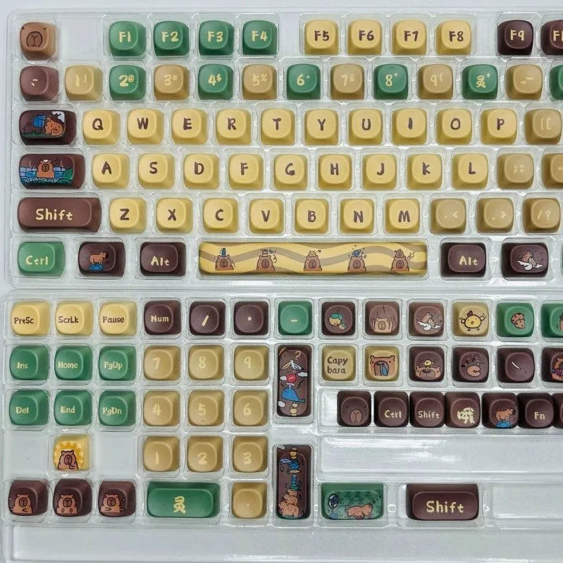 Capabala mechanical keyboard keycap set with colourful MOA anime design on 130 ABS keycaps