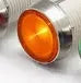 10mm plastic indicator light with wire, flat metal base, in white, yellow, red, green, and blue colour options.