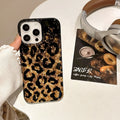 Black gold leopard print IMD phone case for iPhone with drop-resistant protection