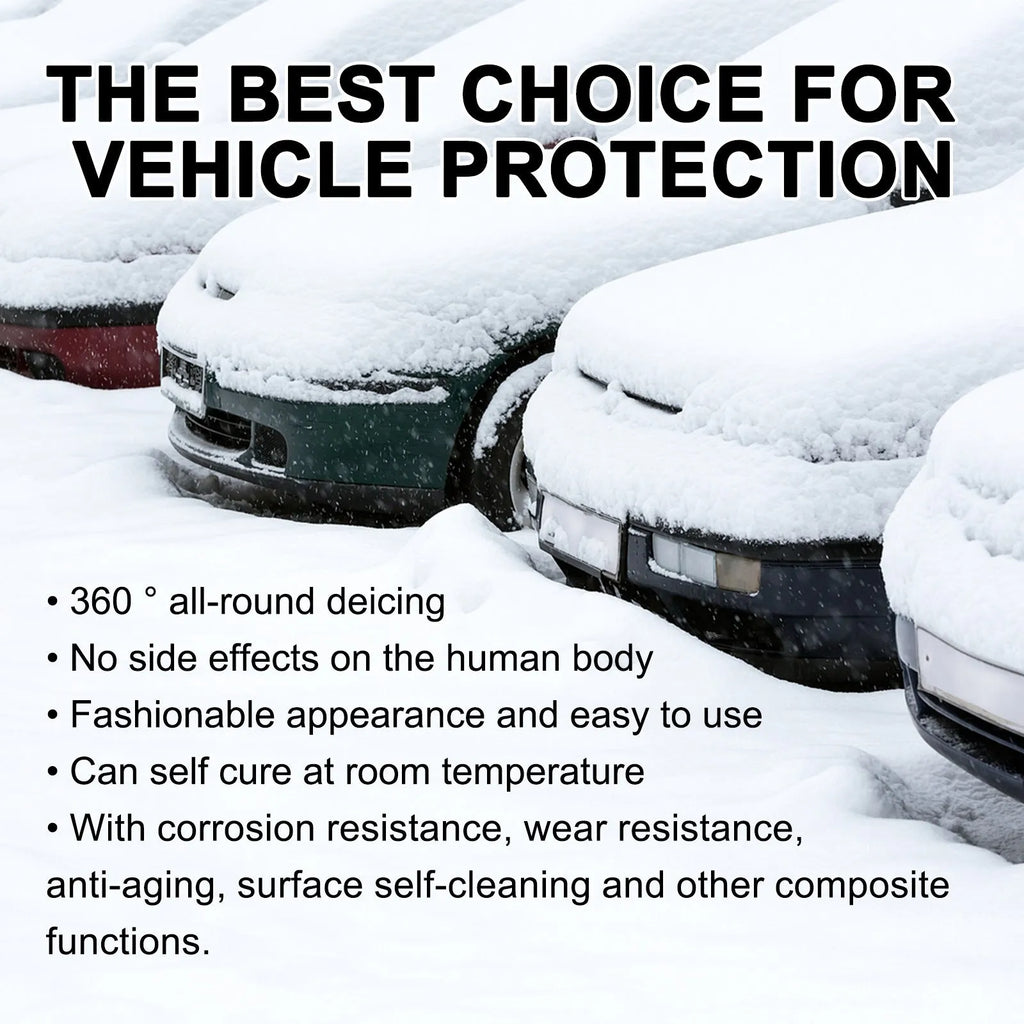 Compact car snow brush with hydrophobic nano coating measuring 5x9x14cm