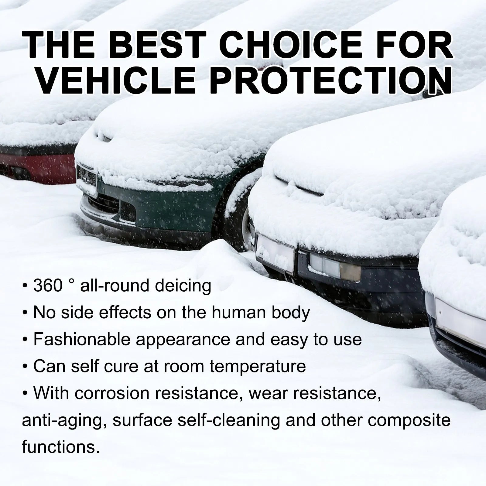 Compact car snow brush with hydrophobic nano coating measuring 5x9x14cm