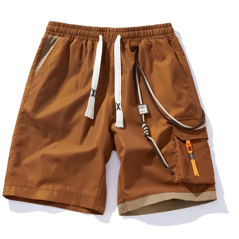 Men's loose-fitting plus size shorts in bamboo fabric, shown in coffee colour.