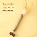 Handmade wooden cat dental chew toy with natural raffia decoration and catnip infusion