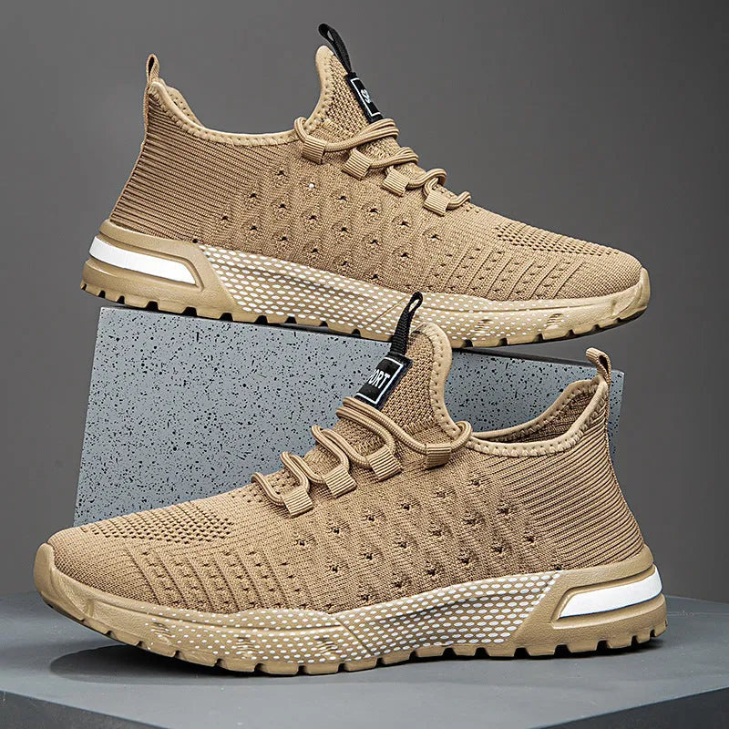 Men's mesh casual shoes in solid colour design showing size and colour options