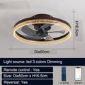 Nordic ceiling fan light with remote control in gold finish, 50cm diameter
