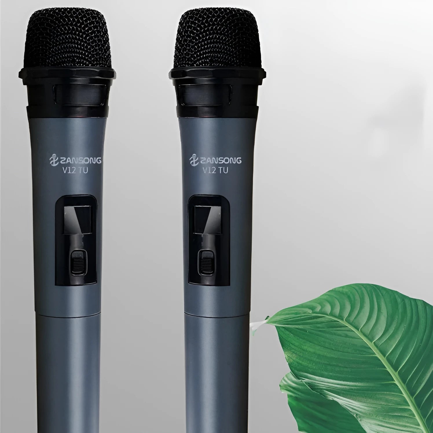 Black V12 wired dynamic microphone with USB receiver and audio cable