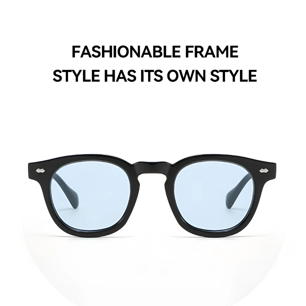 Round rim retro sunglasses in plastic frame with various colour lens options