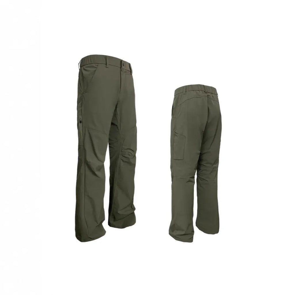 Men's deconstructed trousers with 3D cutting in straight leg style showing Army Green colour option