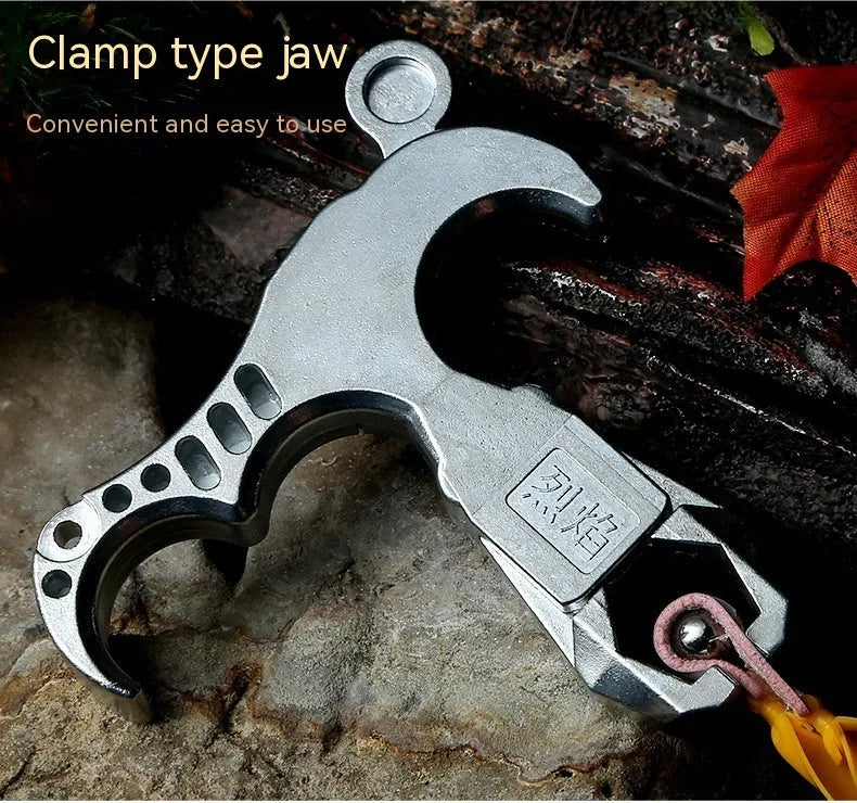 Zinc alloy archery release aid with a two-axis harpoon clip and adjustable fitting.