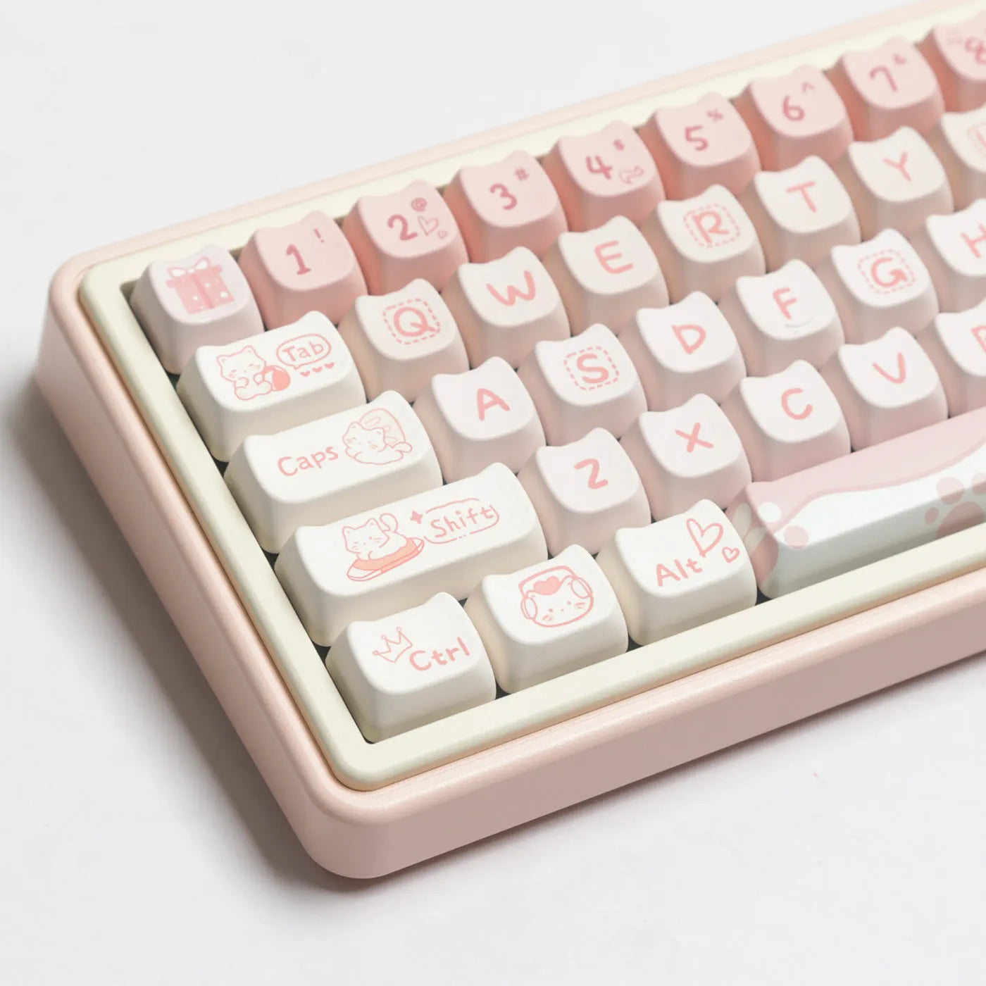Full set of PBT key caps for mechanical keyboards showing over 98 keys in universal layout