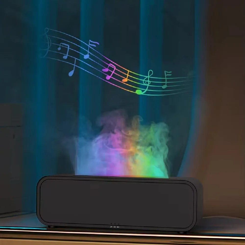 Flame Dynamic USB aroma diffuser with remote control in black or white with colour-changing lights