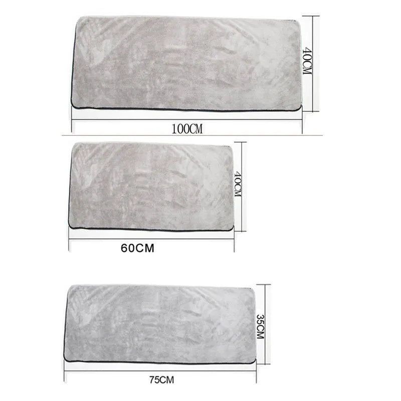 Microfiber car wash towel shown in multiple size options for vehicle cleaning